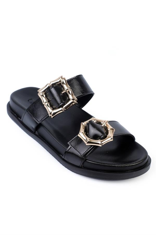 Capone Marti Double Buckled Women Black Comfort Sandals image 1
