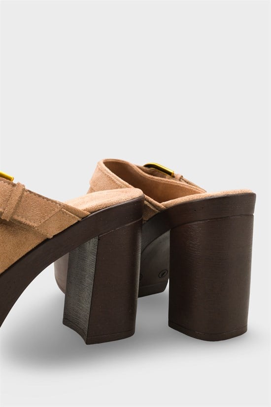 Capone Edith Platform Suede Look Ankle Strap Women Sued Mink Clog image 5