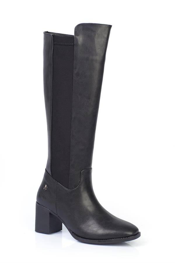 Capone Elastic Mid-Heeled Women Black Boots