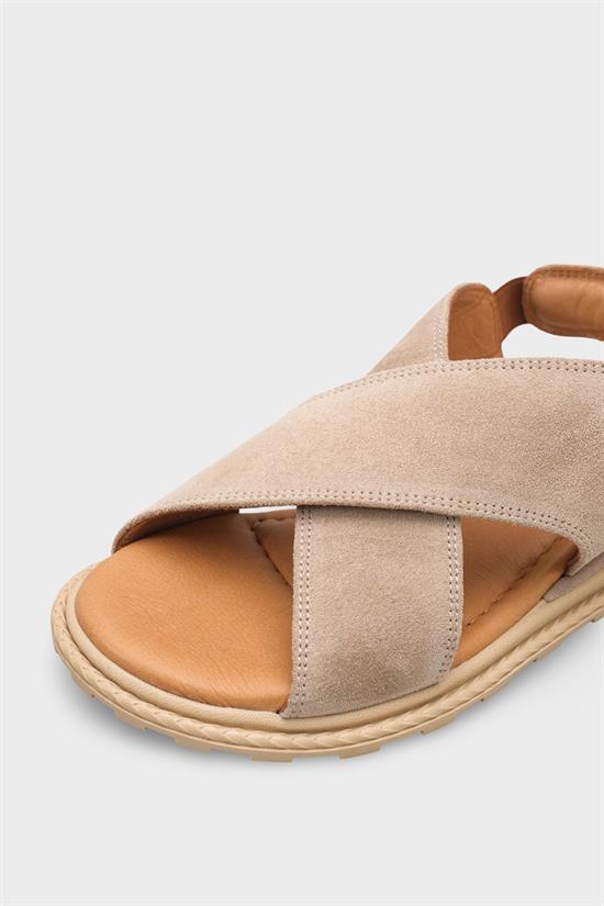 Capone Elvira Cross Velcro Strapped Leather Women Mink Sandals image 4