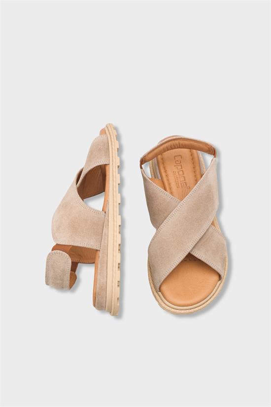 Capone Elvira Cross Velcro Strapped Leather Women Mink Sandals image 6