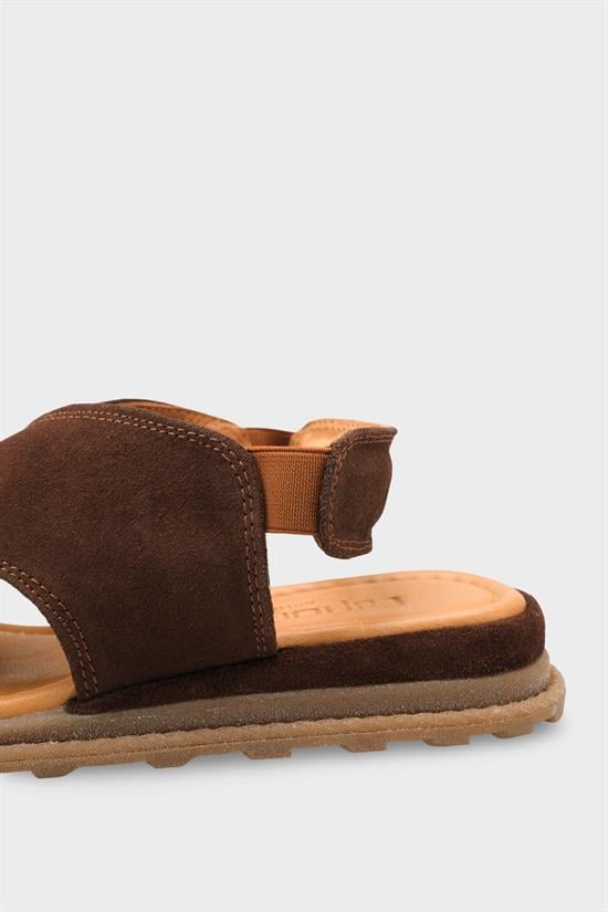 Capone Elvira Cross Velcro Strapped Leather Women Brown Sandals image 5