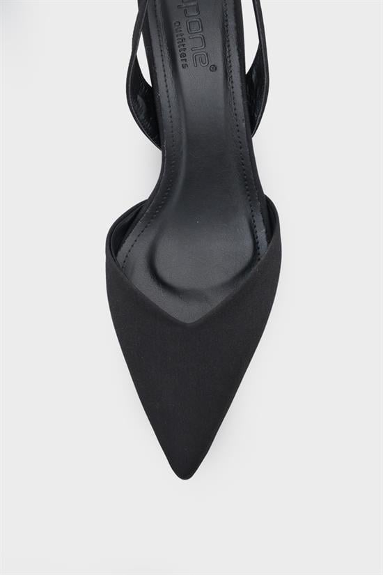 Capone Esmerelda Pointed Toe Slingback Mid Heel Women Nubuck Black Shoe image 5