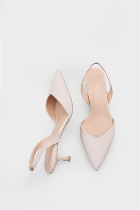 Capone Esmerelda Pointed Toe Slingback Mid Heel Women Beige Shoe image 6