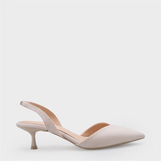 Capone Esmerelda Pointed Toe Slingback Mid Heel Women Beige Shoe image 3