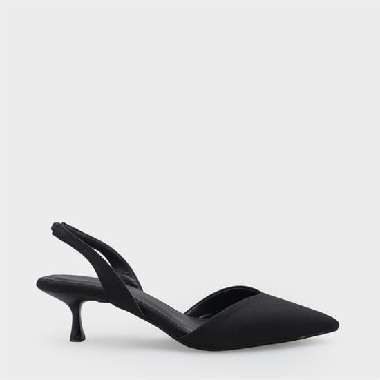 Capone Esmerelda Pointed Toe Slingback Mid Heel Women Nubuck Black Shoe image 3