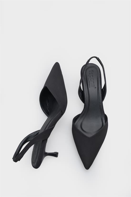 Capone Esmerelda Pointed Toe Slingback Mid Heel Women Nubuck Black Shoe image 6
