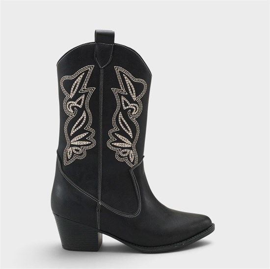 Capone Estrella Embroidered Women Black Cowboy Boot image 2