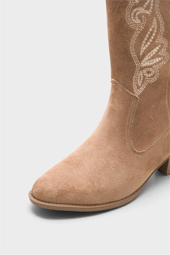 Capone Estrella Embroidered Women Sued Mink Cowboy Boot image 4