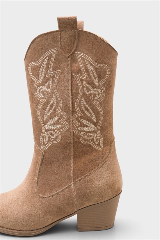Capone Estrella Embroidered Women Sued Mink Cowboy Boot image 6