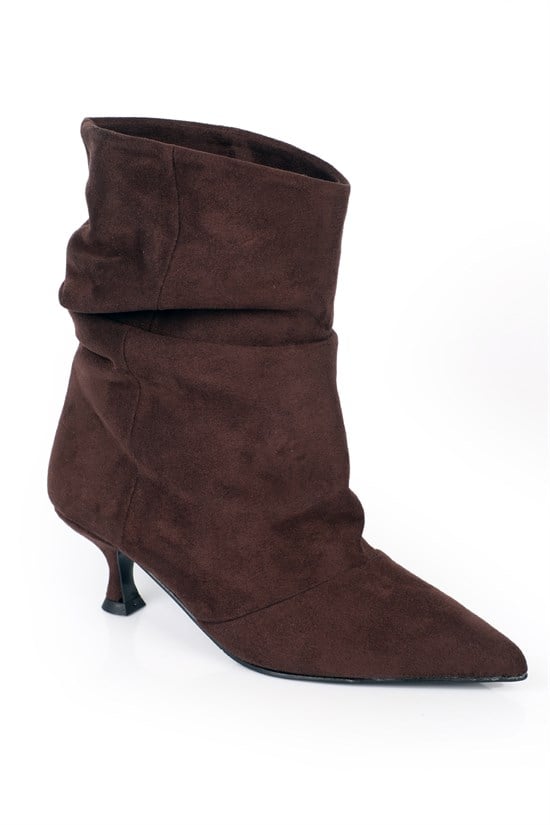 Capone Evelyn Pointed Toe Suede Look Women Sued Brown Ankle Boot