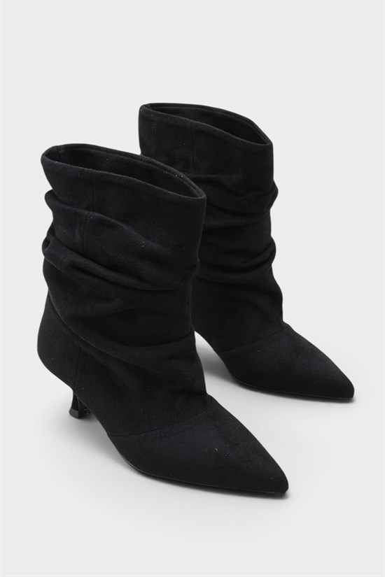 Capone Evelyn Pointed Toe Suede Look Women Sued Black Ankle Boot image 2