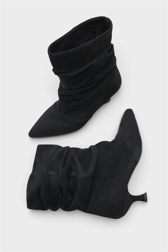 Capone Evelyn Pointed Toe Suede Look Women Sued Black Ankle Boot image 5