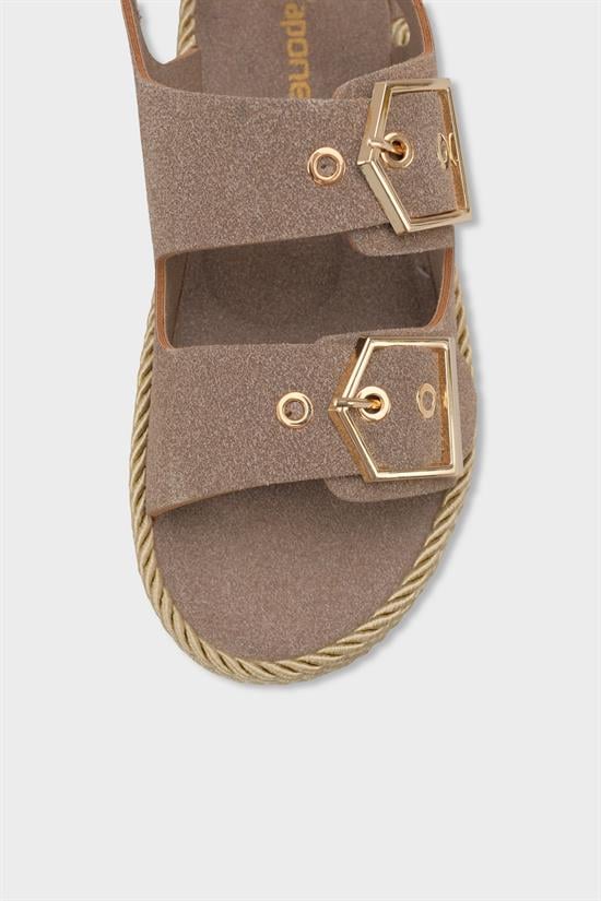 Capone Faith Suede Look Metal Buckle Comfort Women Mink Sandal image 4