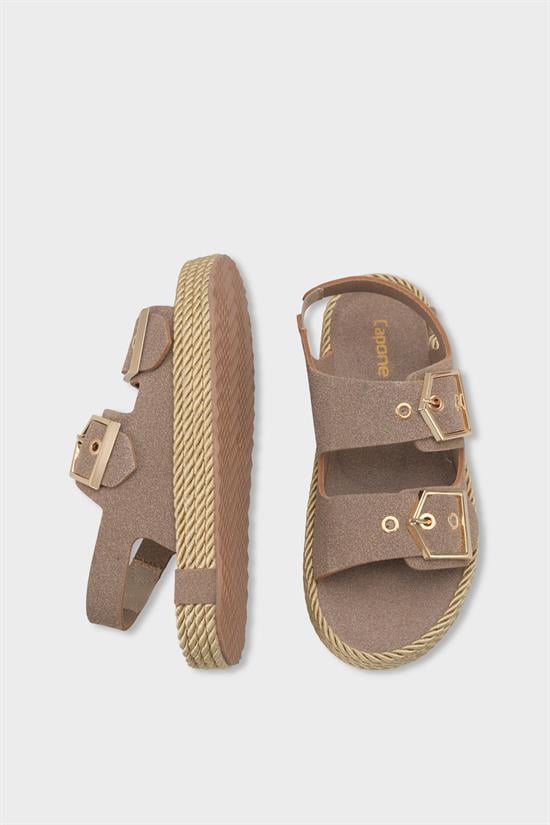 Capone Faith Suede Look Metal Buckle Comfort Women Mink Sandal image 6