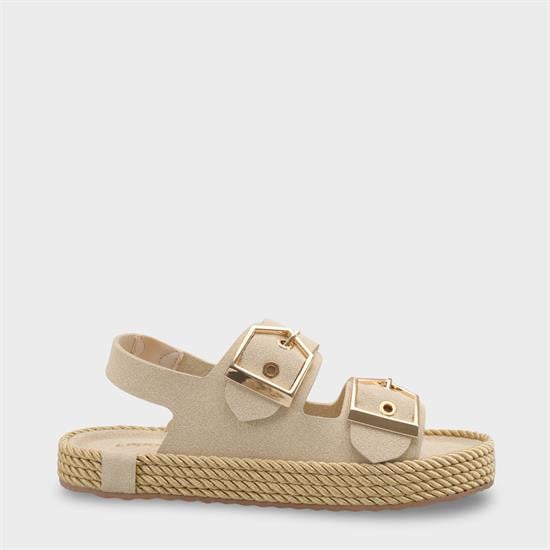 Capone Faith Suede Look Metal Buckle Comfort Women Beige Sandal image 2