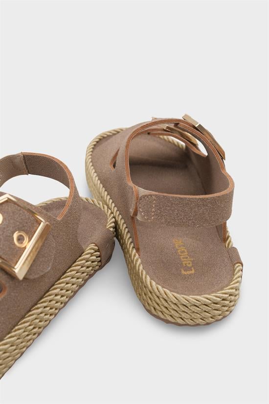 Capone Faith Suede Look Metal Buckle Comfort Women Mink Sandal image 5