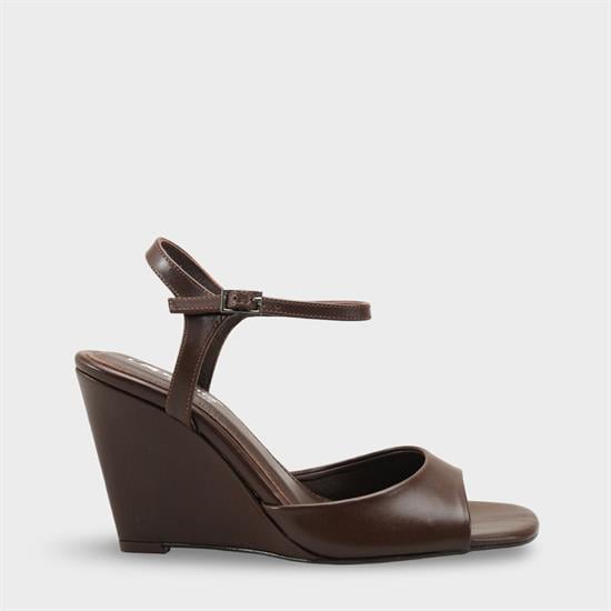 Capone Fanni Genuine Leather Lined Wedge Heel Ankle Strap Women Brown Shoe image 2