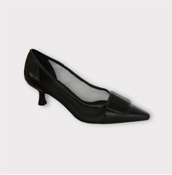 Capone Fidela Mesh Pointed Toe Croc Effect Mid Heel Women Brown Shoe