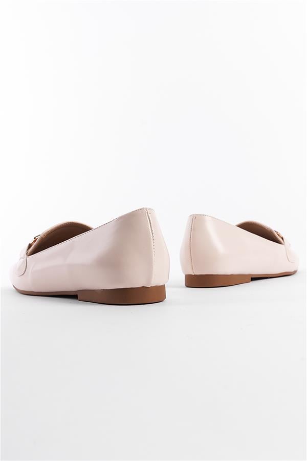 Capone Carey Flat Toe Women Ecru Beige Loafers With Metal Buckle Accessory image 3