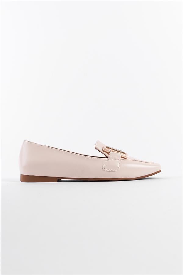 Capone Carey Flat Toe Women Ecru Beige Loafers With Metal Buckle Accessory image 2