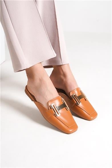 Capone Nana Flat Toe Women Honey Mules With Metal Accessory image 6