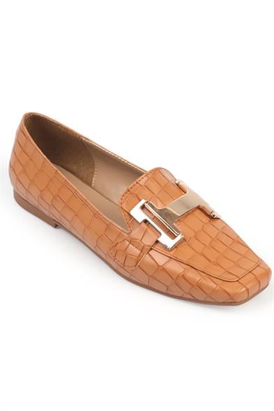 Capone Flat Toe Women Honey Loafers With Metal Buckle Accessory image 5