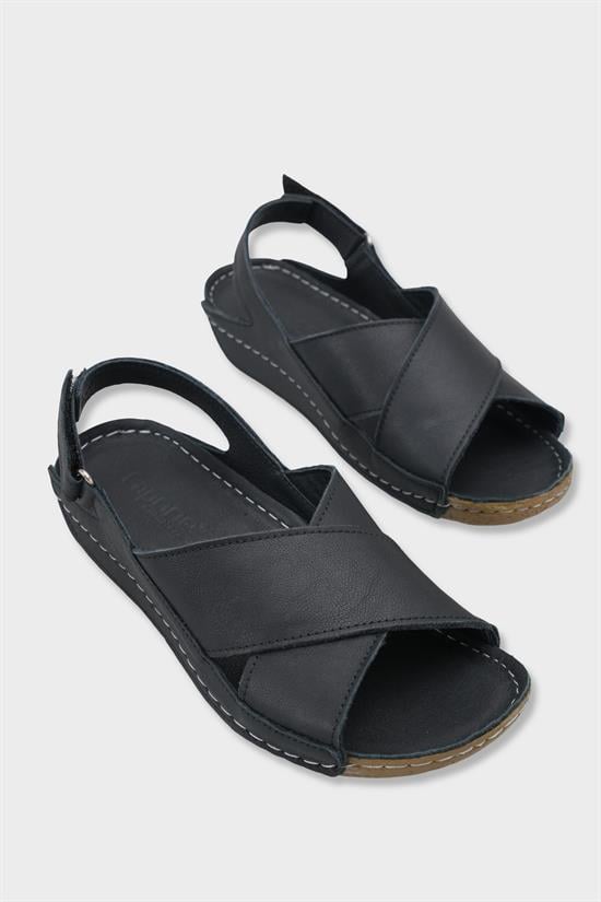 Capone  Florina Genuine Leather Soft Comfort Women Black Sandal image 3