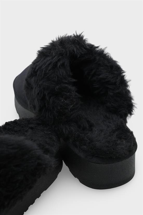 Capone Furry Closed Toe Women Sued Black Slippers image 6