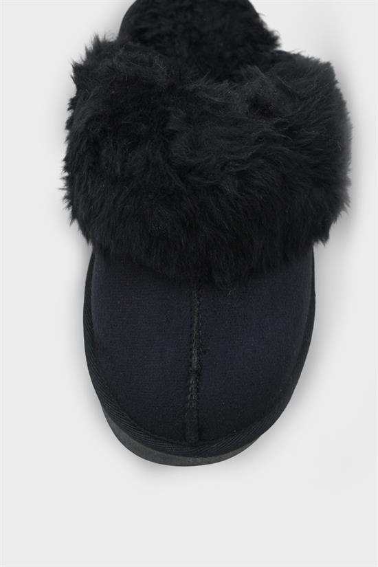 Capone Furry Closed Toe Women Sued Black Slippers image 5