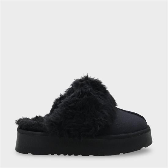 Capone Furry Closed Toe Women Sued Black Slippers image 3