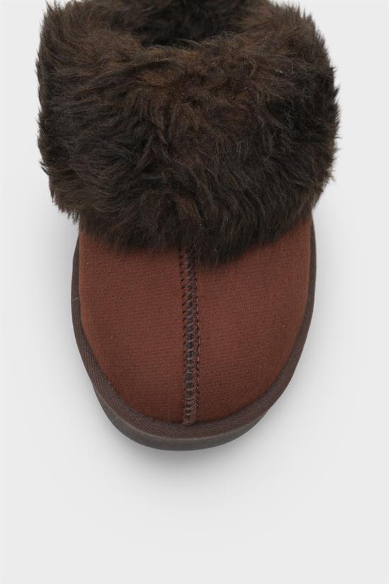 Capone Furry Closed Toe Women Sued Brown Slippers image 5