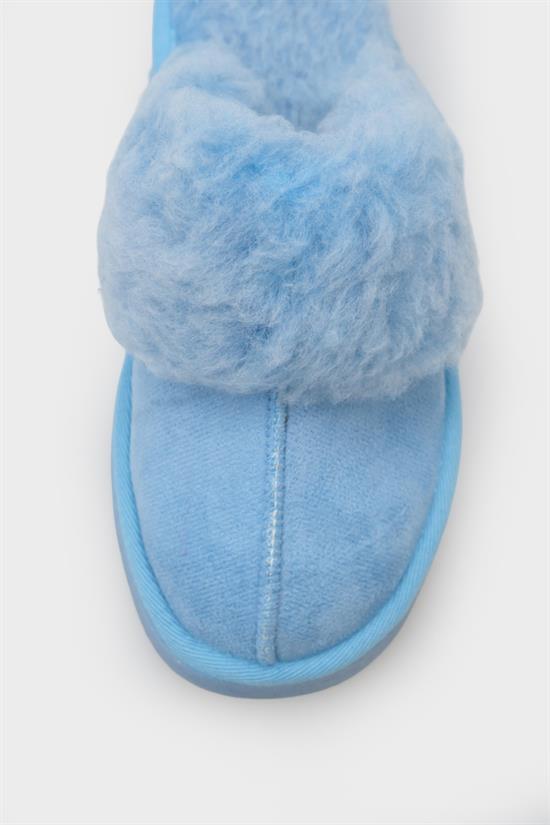 Capone Furry Closed Toe Women Suede Blue Slippers image 3