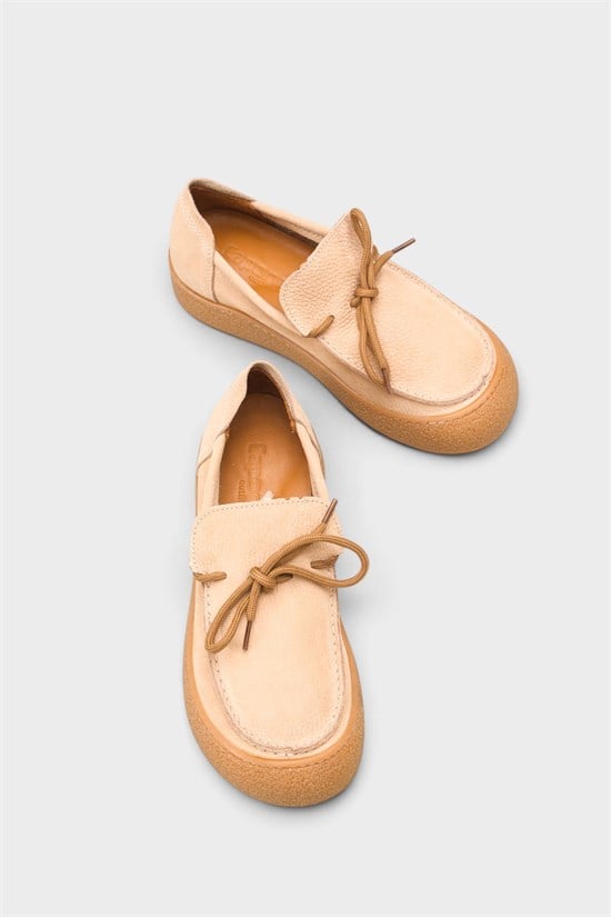 Capone Gabi Genuine Nubuck Leather Comfort Women Beige Loafer image 3