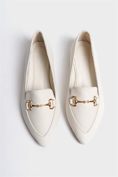 Capone Bluby Genuine Leather Pointed Toe Buckle Women White Ballerinas image 2