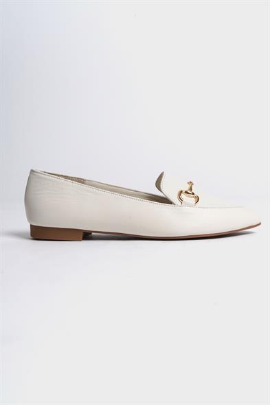 Capone Bluby Genuine Leather Pointed Toe Buckle Women White Ballerinas image 5