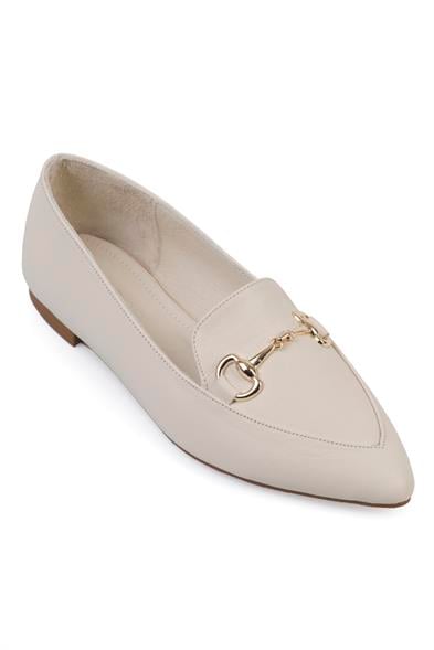 Capone Bluby Genuine Leather Pointed Toe Buckle Women White Ballerinas image 1