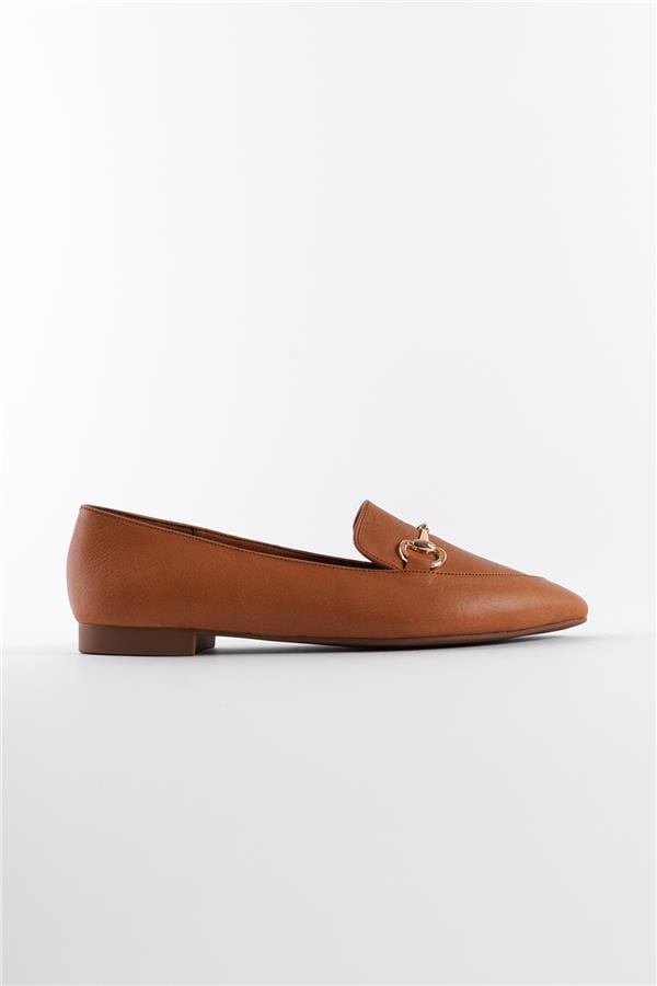 Capone Bluby Genuine Leather Pointed Toe Buckle Women Tan Ballerinas image 2
