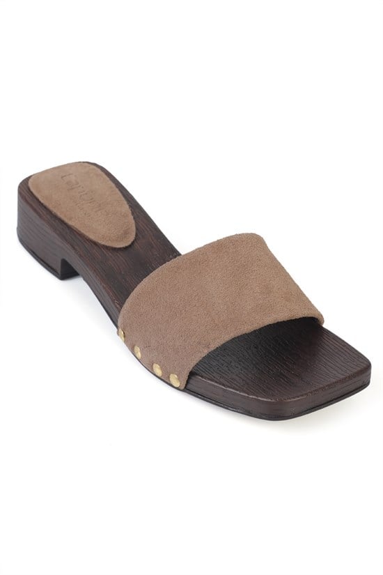 Capone Genuine Leather Suede Women Mink Clog