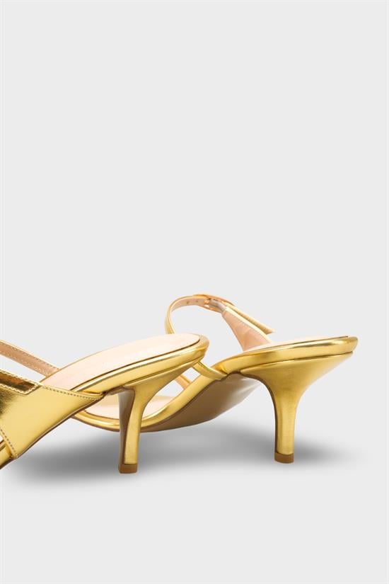 Capone Gerda Toe Double Buckle Mid Heel Elegant Women Gold Sandal image 5