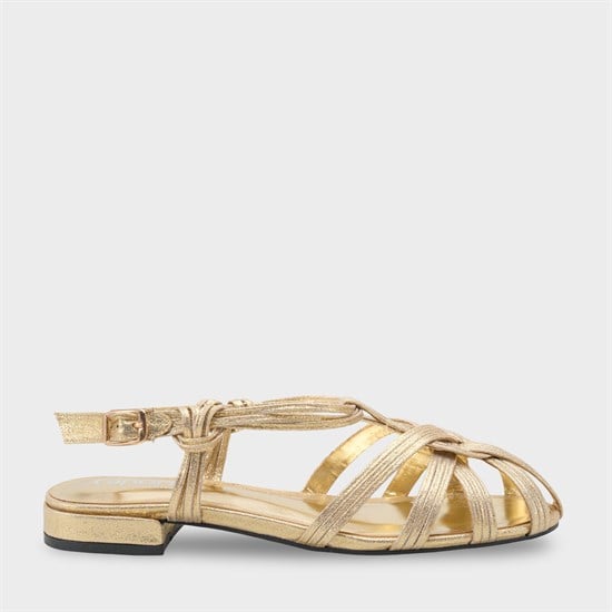 Capone Gwynne Gladiator Low Heel Women Gold Ballet Flat image 2