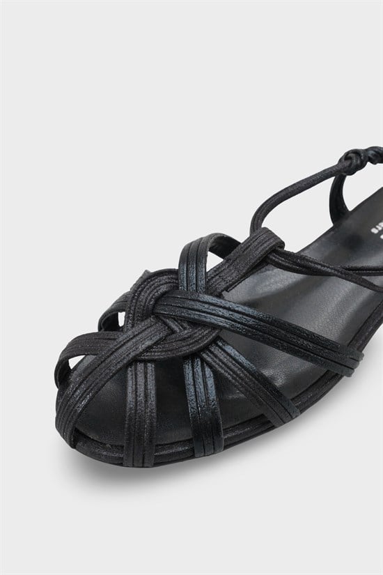 Capone Gwynne Gladiator Low Heel Women Black Ballet Flat image 4