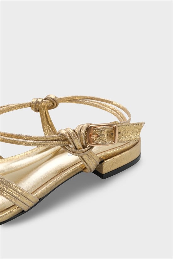 Capone Gwynne Gladiator Low Heel Women Gold Ballet Flat image 6