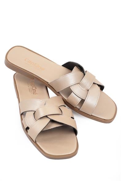 Capone Halsey Women Beige Slide Flat Sandals image 3