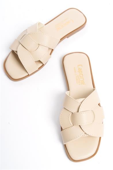 Capone Halsey Women Beige Slide Flat Sandals image 5