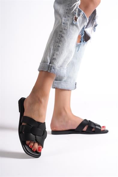 Capone Halsey Women Black Slide Flat Sandals image 5