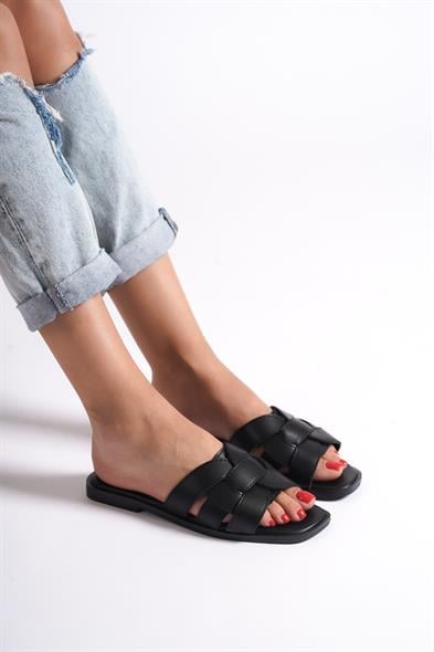 Capone Halsey Women Black Slide Flat Sandals image 4