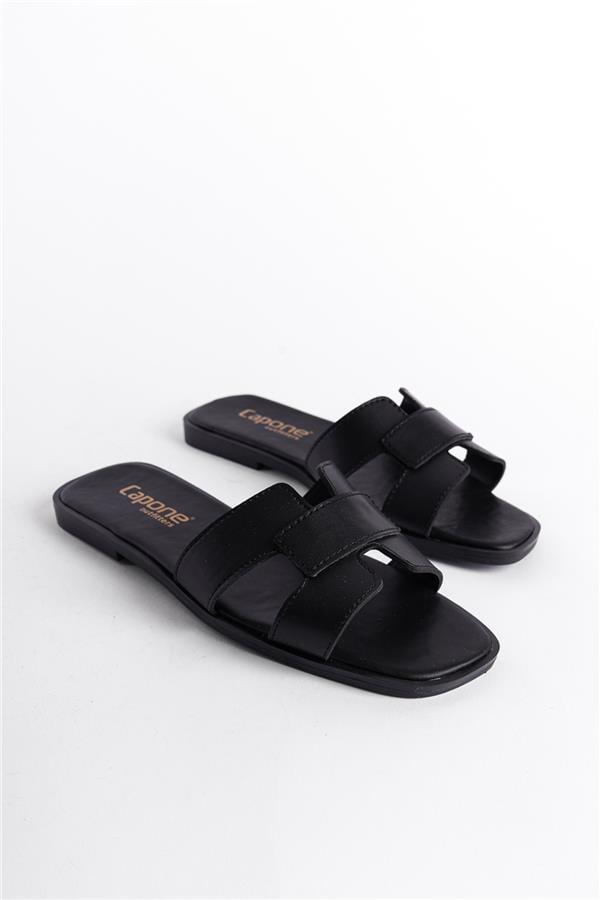 Capone Halsey Women Black Slide Flat Sandals image 2