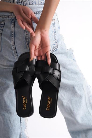 Capone Halsey Women Black Slide Flat Sandals image 6