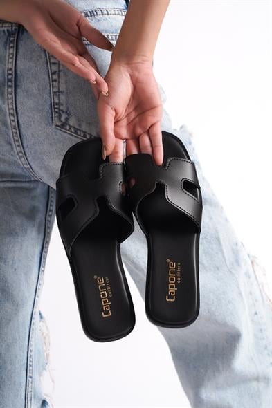 Capone Halsey Women Black Slide Flat Sandals image 6